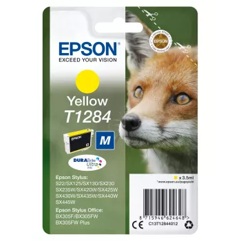Epson Fox samostatné balenie žltá T1284 DURABrite Ultra atrament, žltá, pigmentový atrament, 3,5 ml, 1 ks, 260 strán