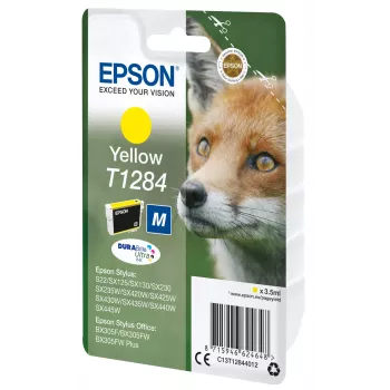 Epson Fox samostatné balenie žltá T1284 DURABrite Ultra atrament, žltá, pigmentový atrament, 3,5 ml, 1 ks, 260 strán
