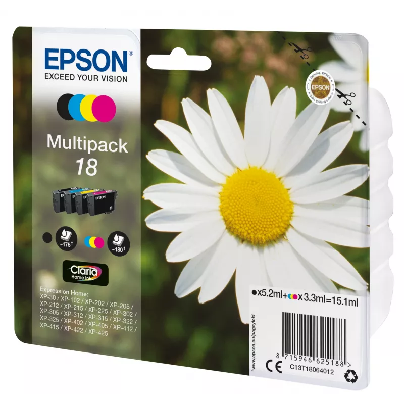Atramentová kazeta Epson 18 multipack C13T18064012 čierna, azúrová, purpurová, žltá