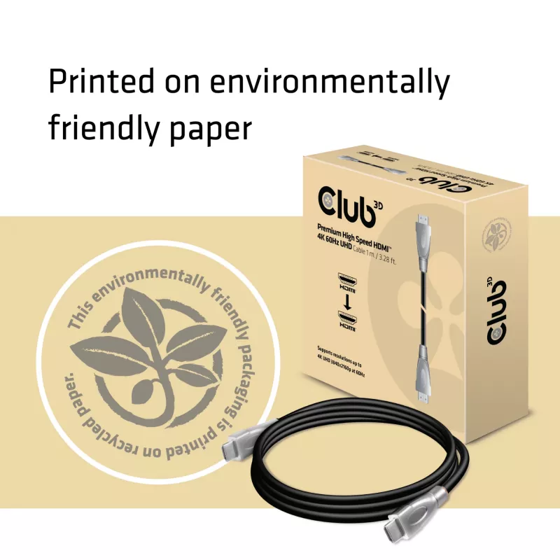 Club 3D CAC-1311 kábel Premium High Speed HDMI 2.0, 4K60Hz, samec/samec, 1 m, čierny