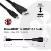 Club 3D CAC-1351 kábel z Micro HDMI na HDMI 2.0, 4K60Hz, samec/samec, 1 m, čierny