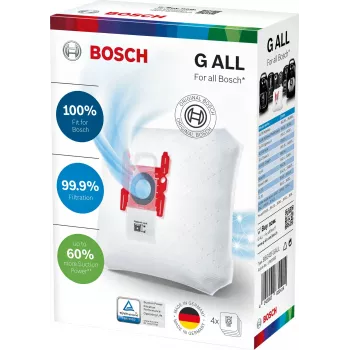 Príslušenstvo k vysávaču Bosch BBZ 41FGALL — 4 vrecká na prach a 1 filter, hmotnosť 0,14 kg, kompaktné balenie