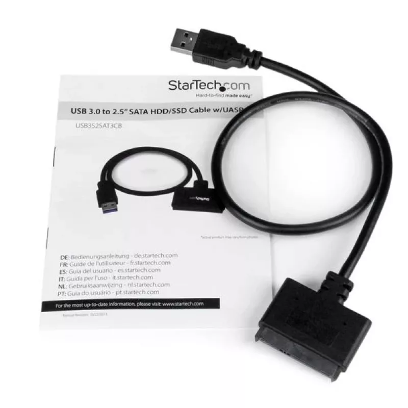 StarTech.com SATA na USB kábel s UASP, čierny, 6 Gbit/s, CE, FCC, 0 – 60 °C, -10 – 70 °C, 49 mm