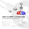 CLUB3D USB C na HDMI™ 2.0 UHD kábel aktívny 1,8 m / 5,9 stôp