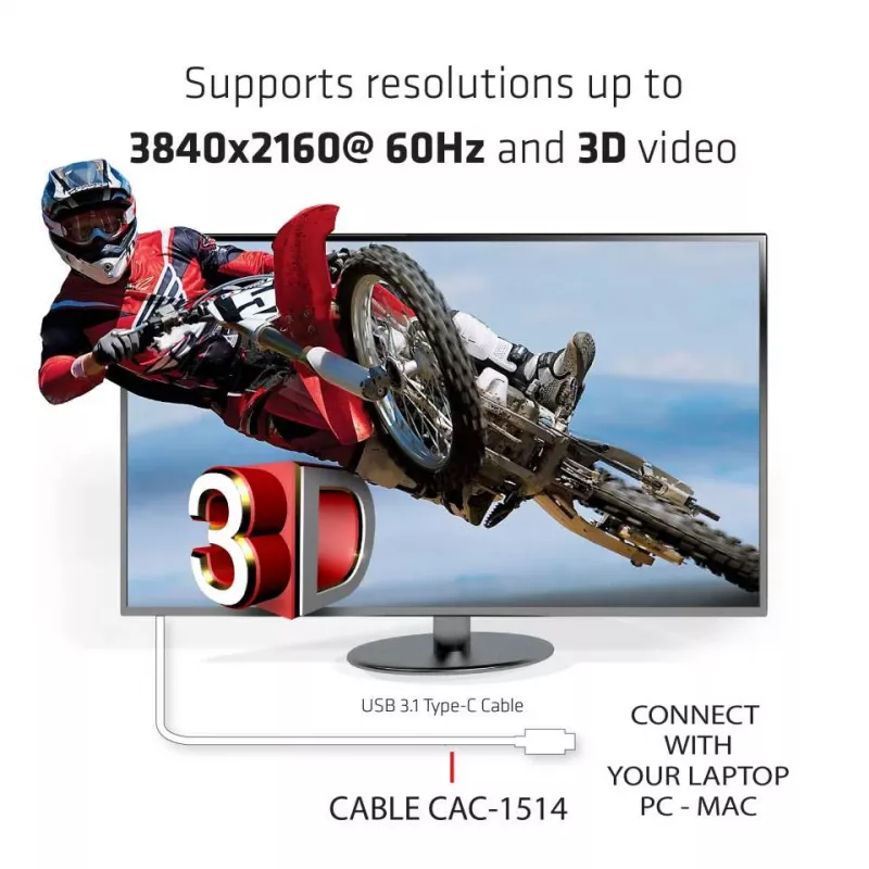 CLUB3D USB C na HDMI™ 2.0 UHD kábel aktívny 1,8 m / 5,9 stôp