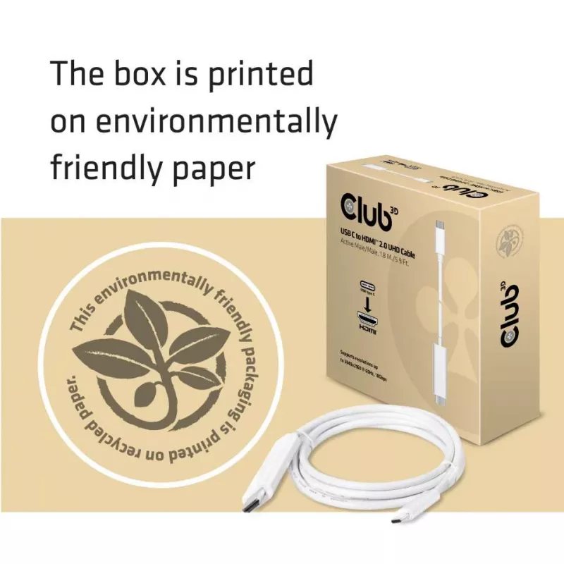 CLUB3D USB C na HDMI™ 2.0 UHD kábel aktívny 1,8 m / 5,9 stôp