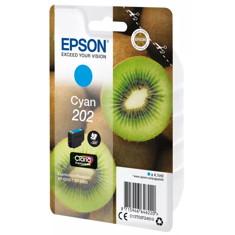 EPSON atramentová kazeta Singlepack Kiwi azúrová 202 Claria Premium Ink 4,1 ml