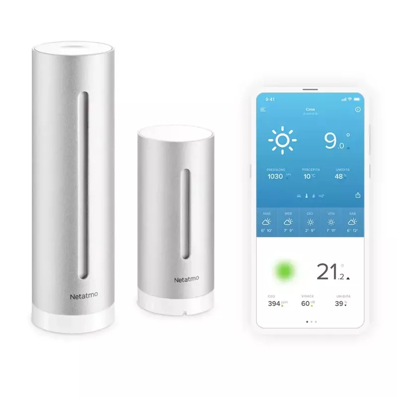 Netatmo NWS01-EC digitálna meteorologická stanica hliník batéria/USB Wi-Fi