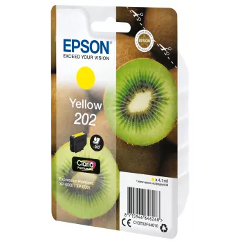 Epson Kiwi jednotlivé balenie žltá 202 Claria Premium Ink, štandardný výkon, žltá, pigmentový atrament, 4,1 ml, 1 ks, 300 strán