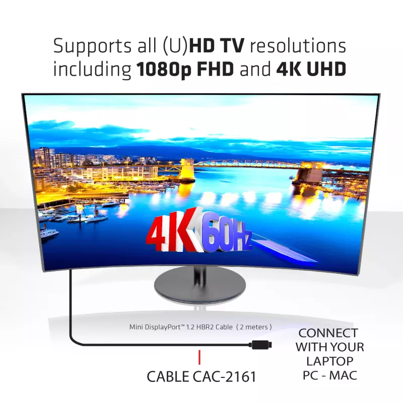 Club 3D CAC-2161 kábel Mini DisplayPort 1.2 HBR2, 4K, M/M, 2 m, čierny