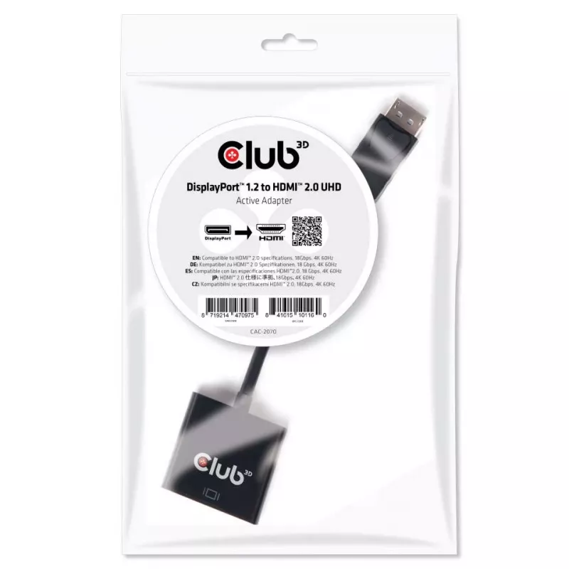 Aktívny adaptér DisplayPort 1.2 na HDMI 2.0 CLUB3D CAC-2070