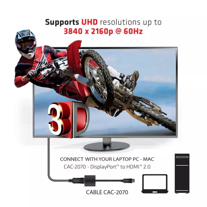 Aktívny adaptér DisplayPort 1.2 na HDMI 2.0 CLUB3D CAC-2070