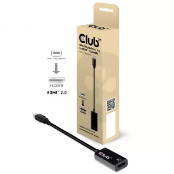 CLUB3D Mini DisplayPort 1.4 na HDMI 2.0b HDR aktívny adaptér