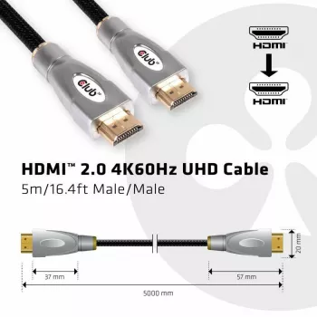 CLUB3D HDMI 2.0 4K60Hz UHD kábel 5m/16.4ft