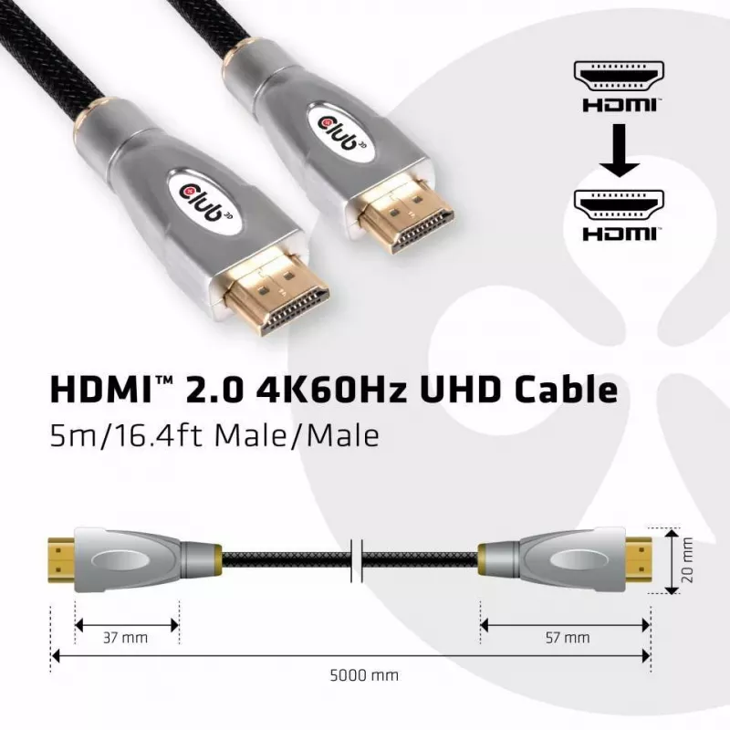 CLUB3D HDMI 2.0 4K60Hz UHD kábel 5m/16.4ft