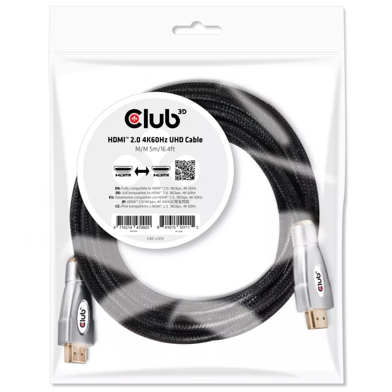 CLUB3D HDMI 2.0 4K60Hz UHD kábel 5m/16.4ft