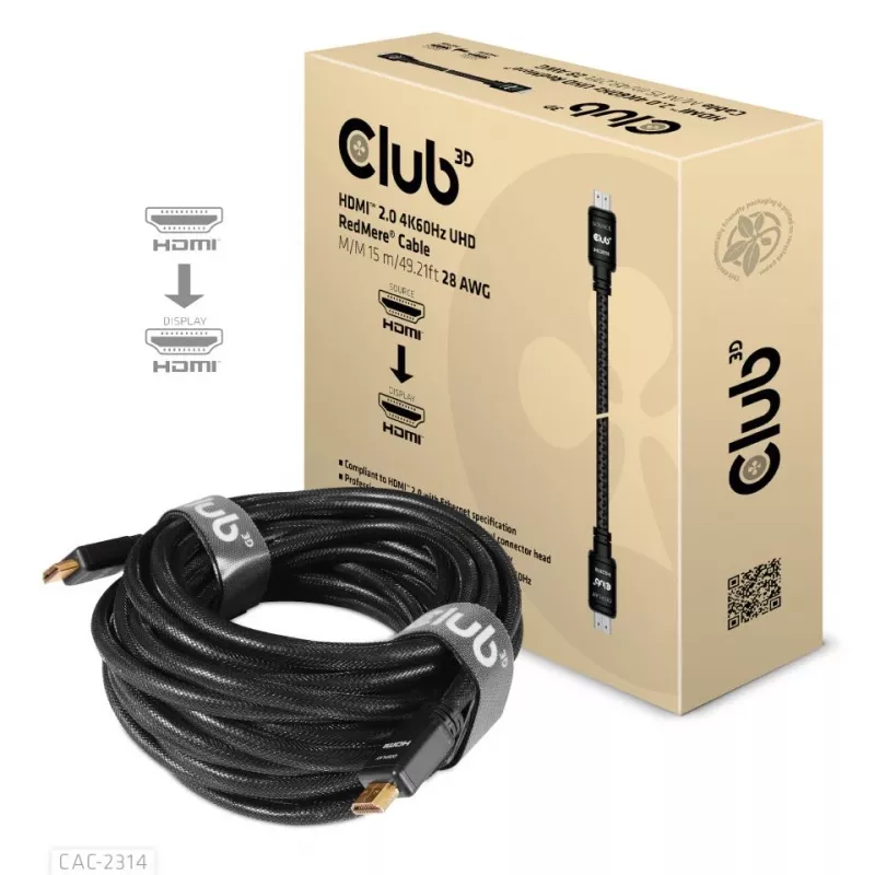 CLUB3D HDMI 2.0 4K60Hz RedMere kábel 15m/49,2ft