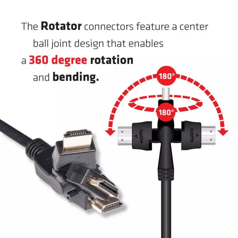 Club 3D CAC-1360 kábel HDMI 2.0 s Ethernetom, otočný o 360°, 4K60Hz UHD, M/M, 2 m, čierny