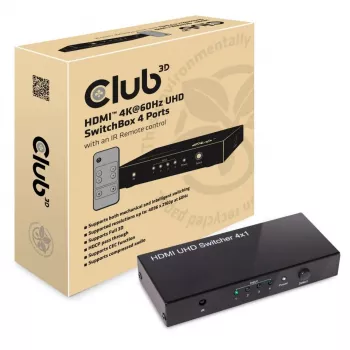 CLUB3D HDMI™ 2.0 UHD 4K60Hz SwitchBox 4 porty s IR diaľkovým ovládačom