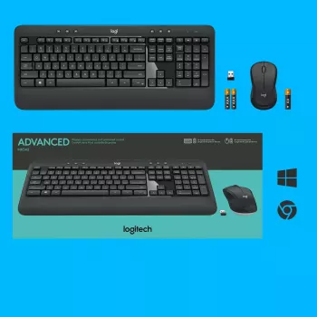 Bezdrôtová sada klávesnice a myši Logitech MK540 Advanced – klávesnica Full-Size QWERTZ, USB prijímač, US rozloženie, ergonomická myš, čierna/biela