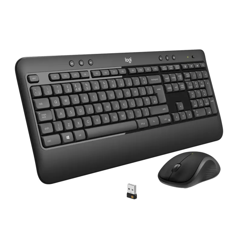 Bezdrôtová sada klávesnice a myši Logitech MK540 Advanced – klávesnica Full-Size QWERTZ, USB prijímač, US rozloženie, ergonomická myš, čierna/biela
