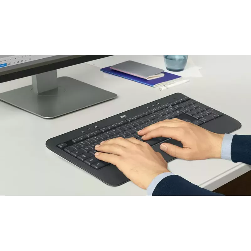 Bezdrôtová sada klávesnice a myši Logitech MK540 Advanced – klávesnica Full-Size QWERTZ, USB prijímač, US rozloženie, ergonomická myš, čierna/biela