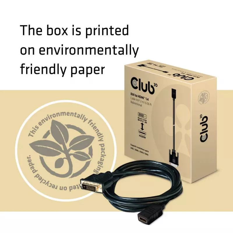 Club 3D CAC-1211 kábel DVI-D na HDMI 1.4, Dual Link, M/F, 2 m, čierny