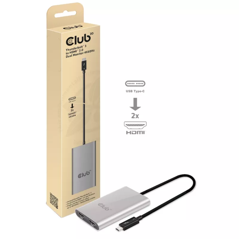 Adaptér CLUB3D Thunderbolt 3 na Dual HDMI 2.0