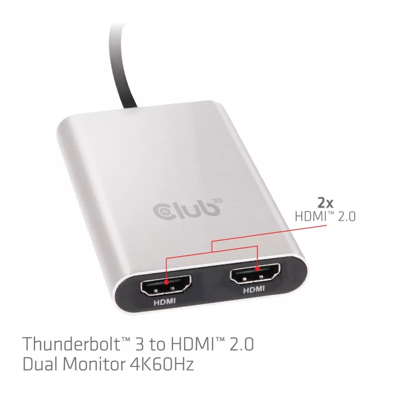 Adaptér CLUB3D Thunderbolt 3 na Dual HDMI 2.0