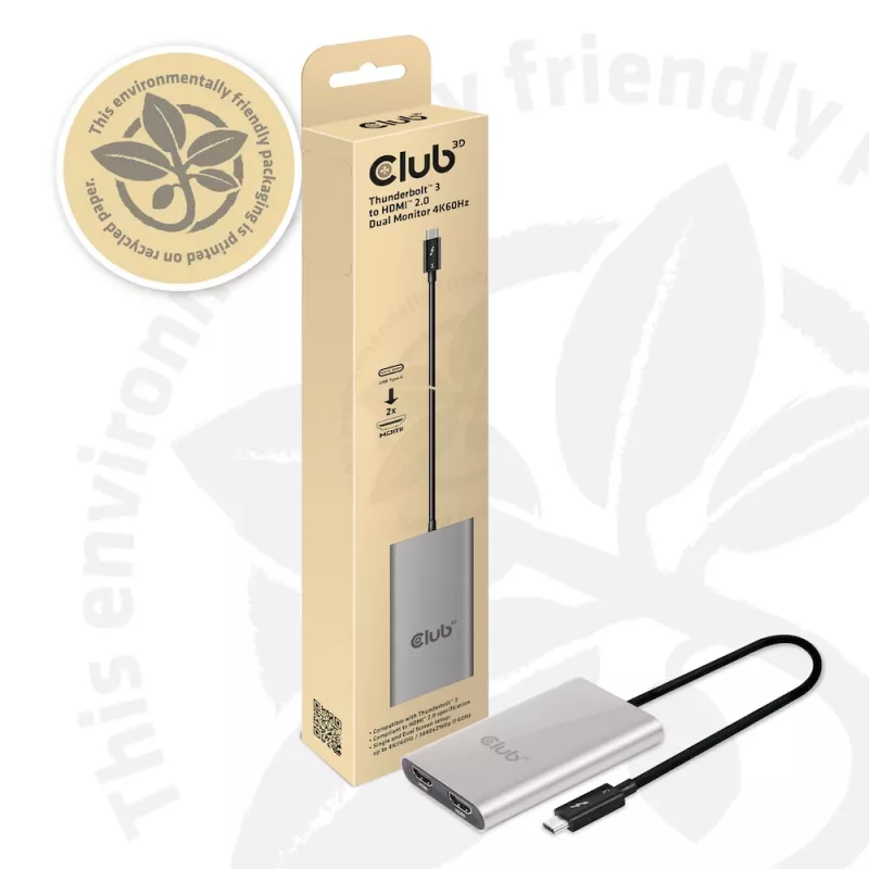 Adaptér CLUB3D Thunderbolt 3 na Dual HDMI 2.0