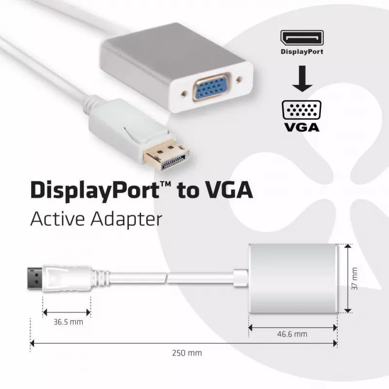 Aktívny adaptér DisplayPort na VGA CLUB3D CAC-2003