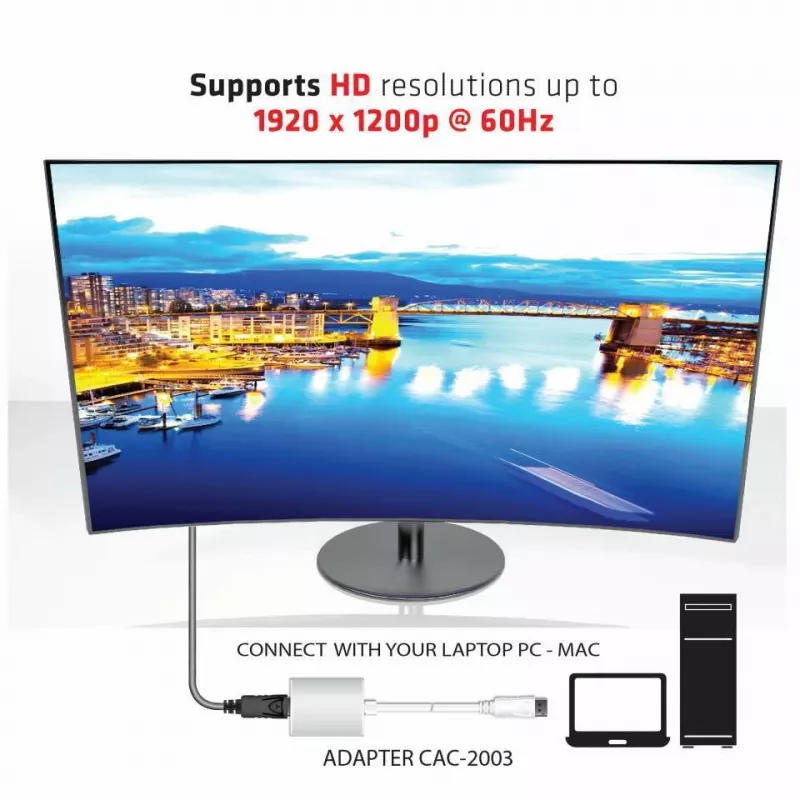 Aktívny adaptér DisplayPort na VGA CLUB3D CAC-2003