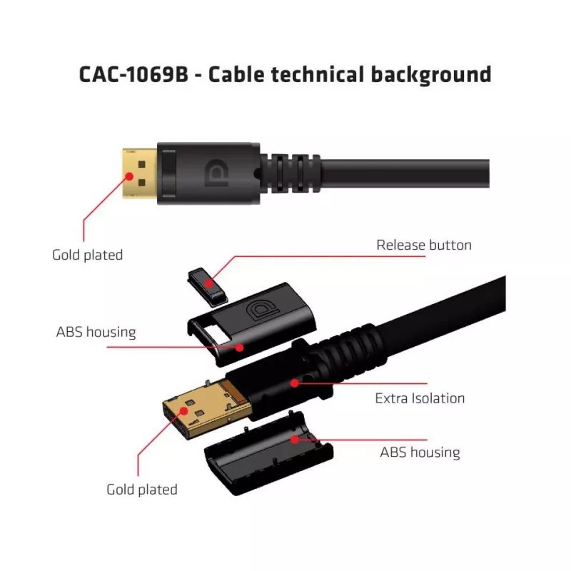 Club 3D CAC-1069B kábel DisplayPort 1.4 HBR3 8K 60 Hz, 32,4 Gb/s, DSC 1.2, certifikácia VESA, M/M, 4 m, čierny