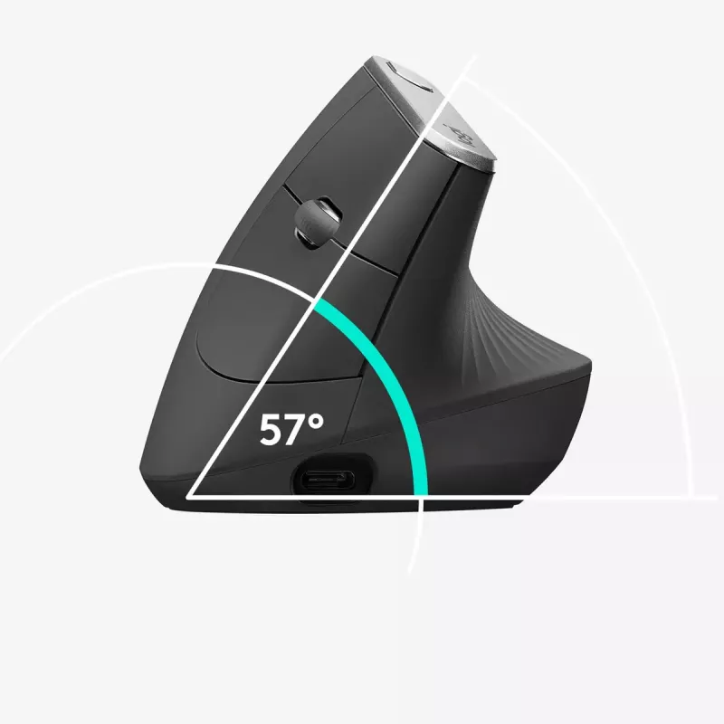Ergonomická bezdrôtová myš Logitech MX Vertical, MX Vertical, 4000 DPI, RF Wireless + Bluetooth, pre pravákov, grafitová, na kancelárske použitie