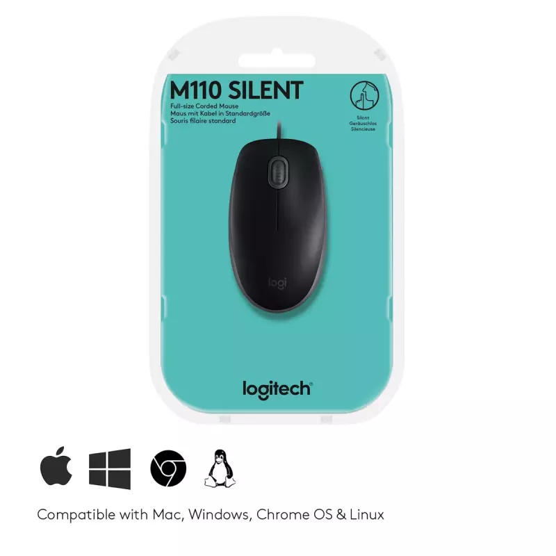 Myš Logitech B110 Silent káblová USB čierna