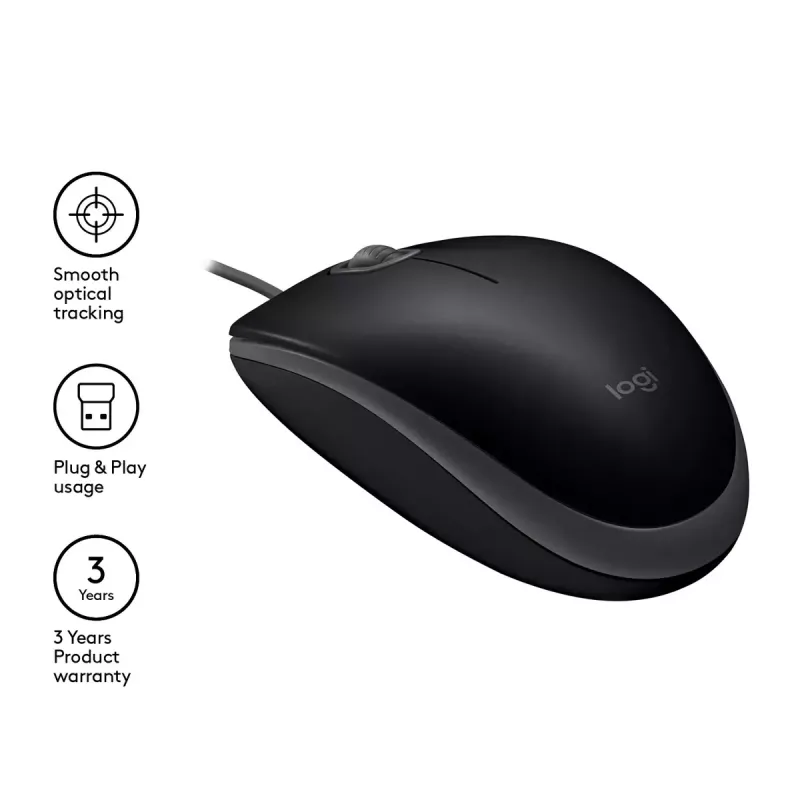 Myš Logitech B110 Silent káblová USB čierna