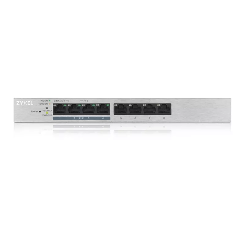 Zyxel GS1200-8HP v2 managed Gigabit Ethernet (10/100/1000) Power over Ethernet (PoE) sivý