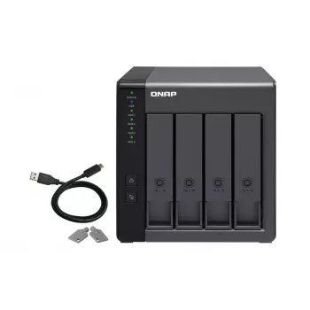 4-bay QNAP TR-004 - 2.5/3.5 palca - Serial ATA II - 0,1,5,10,JBOD - 3.2 Gen 1 (3.1 Gen 1) - USB Type-C puzdro