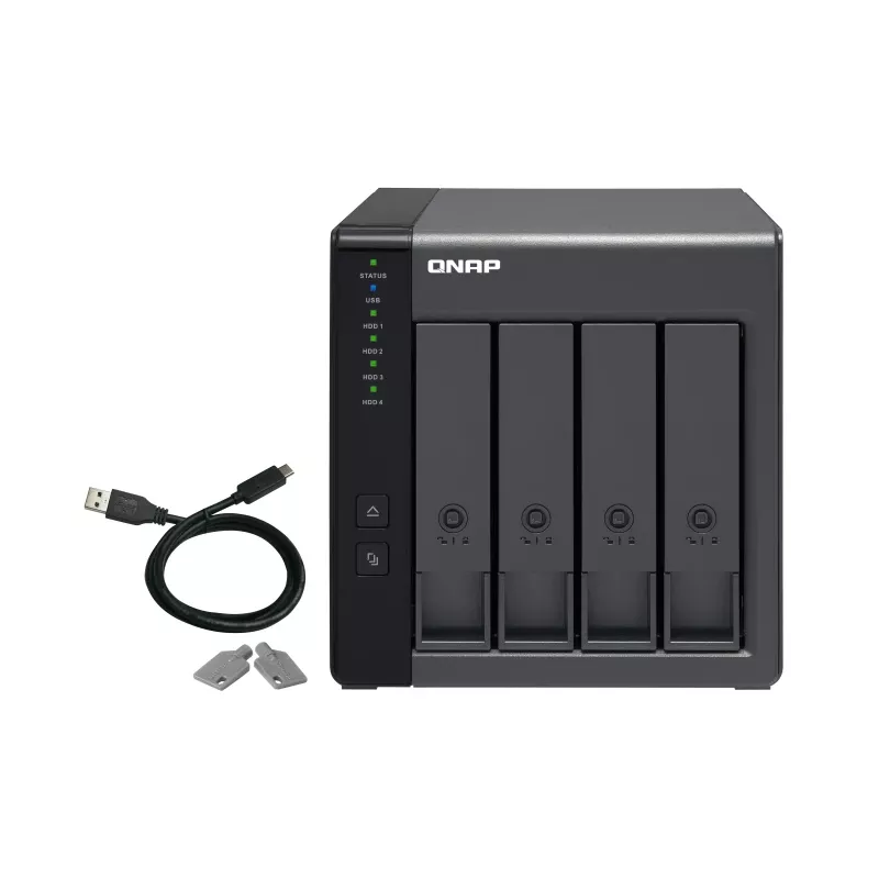 4-bay QNAP TR-004 - 2.5/3.5 palca - Serial ATA II - 0,1,5,10,JBOD - 3.2 Gen 1 (3.1 Gen 1) - USB Type-C puzdro