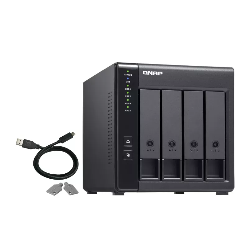 4-bay QNAP TR-004 - 2.5/3.5 palca - Serial ATA II - 0,1,5,10,JBOD - 3.2 Gen 1 (3.1 Gen 1) - USB Type-C puzdro