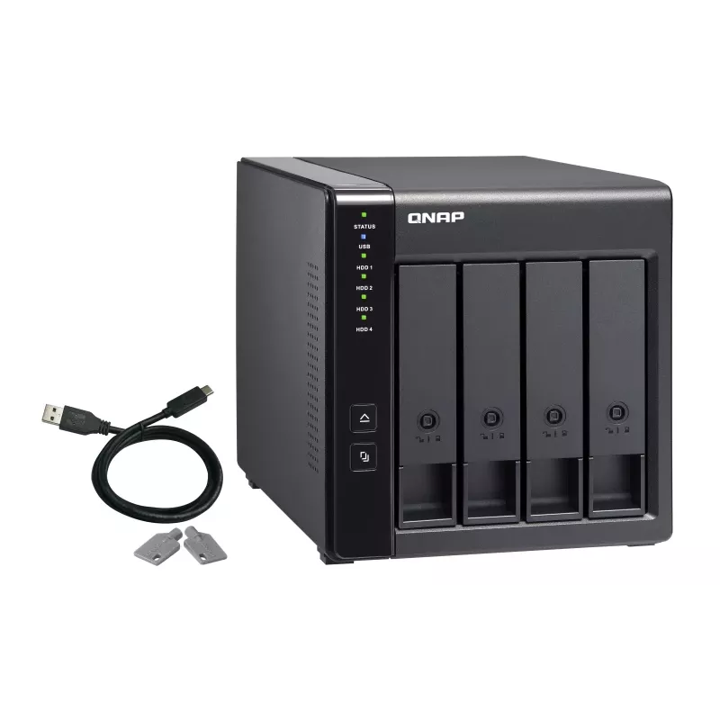 4-bay QNAP TR-004 - 2.5/3.5 palca - Serial ATA II - 0,1,5,10,JBOD - 3.2 Gen 1 (3.1 Gen 1) - USB Type-C puzdro