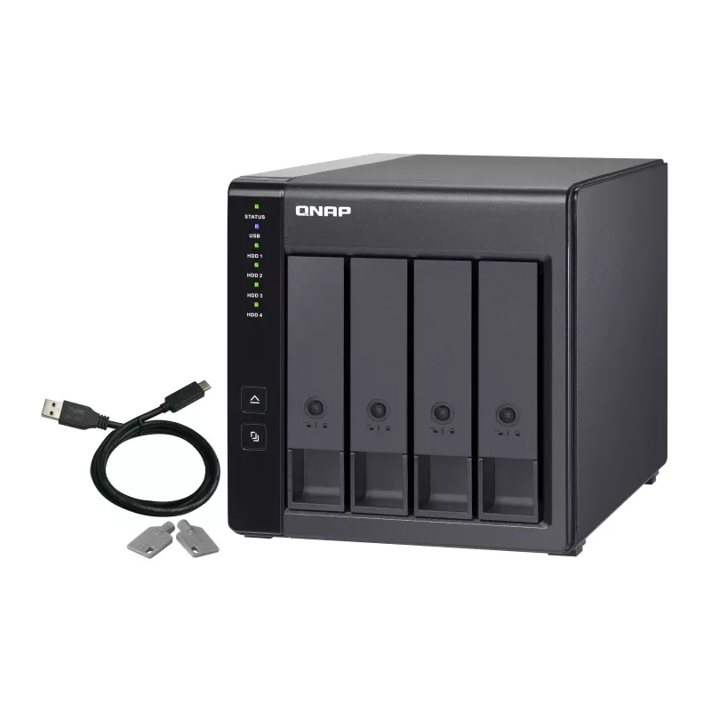 4-bay QNAP TR-004 - 2.5/3.5 palca - Serial ATA II - 0,1,5,10,JBOD - 3.2 Gen 1 (3.1 Gen 1) - USB Type-C puzdro