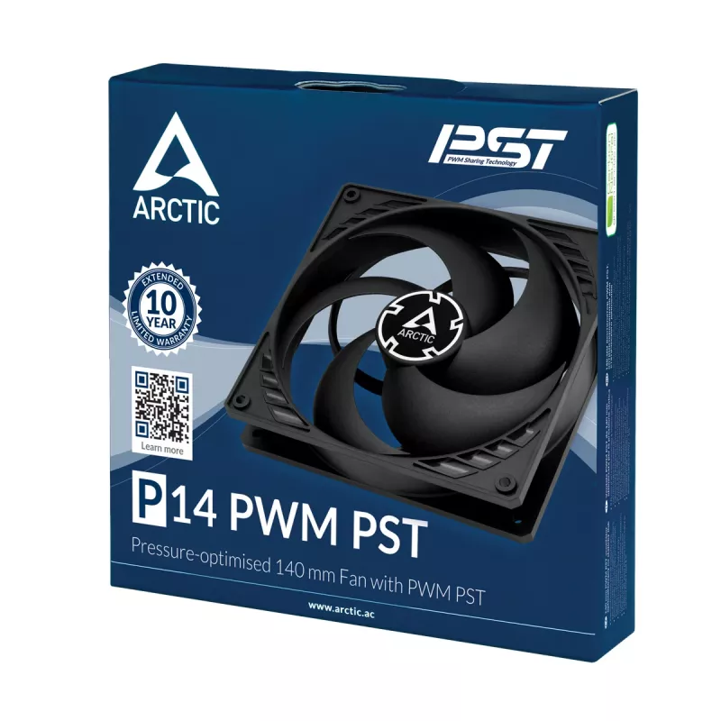 ARCTIC P14 PWM PST 140 mm ventilátor optimalizovaný na tlak s PWM PST