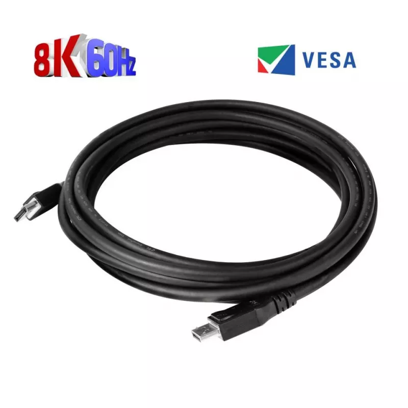 Club 3D CAC-1061 kábel DisplayPort 1.4 HBR3 8K 60 Hz, 32,4 Gb/s, DSC 1.2, certifikácia VESA, so zámkom, M/M, 5 m, čierny