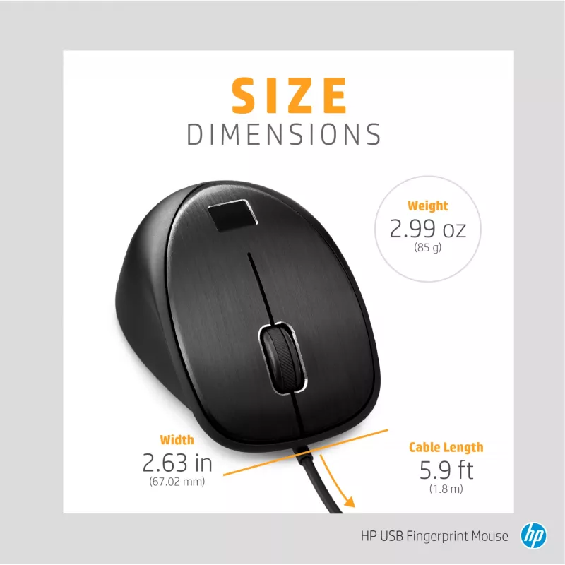 HP USB čítačka odtlačkov prstov, obojručná, USB Type-A, čierna