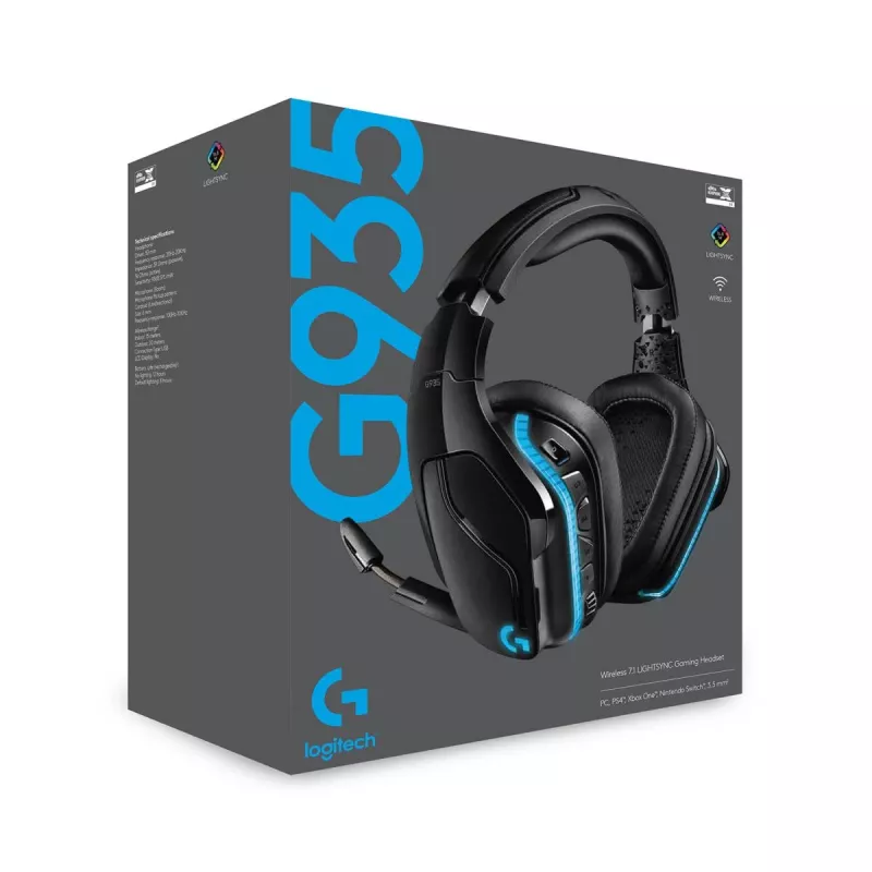 LOGITECH G935 Wireless 7.1 Surround Sound Lightsync herný headset – 2,4 GHz