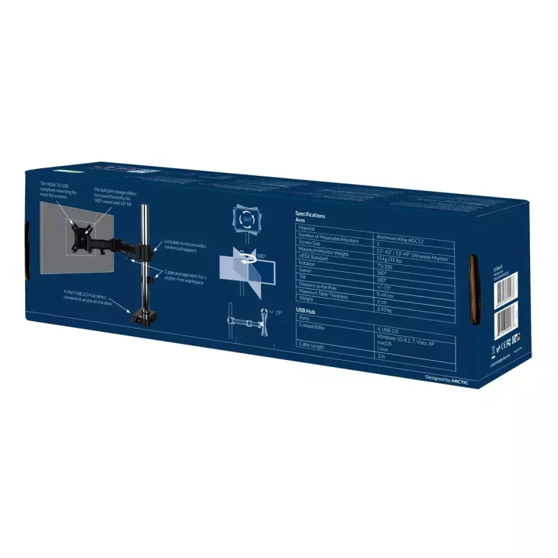 ARCTIC Z1 (Gen 3) - držiak monitora na stôl s USB hubom