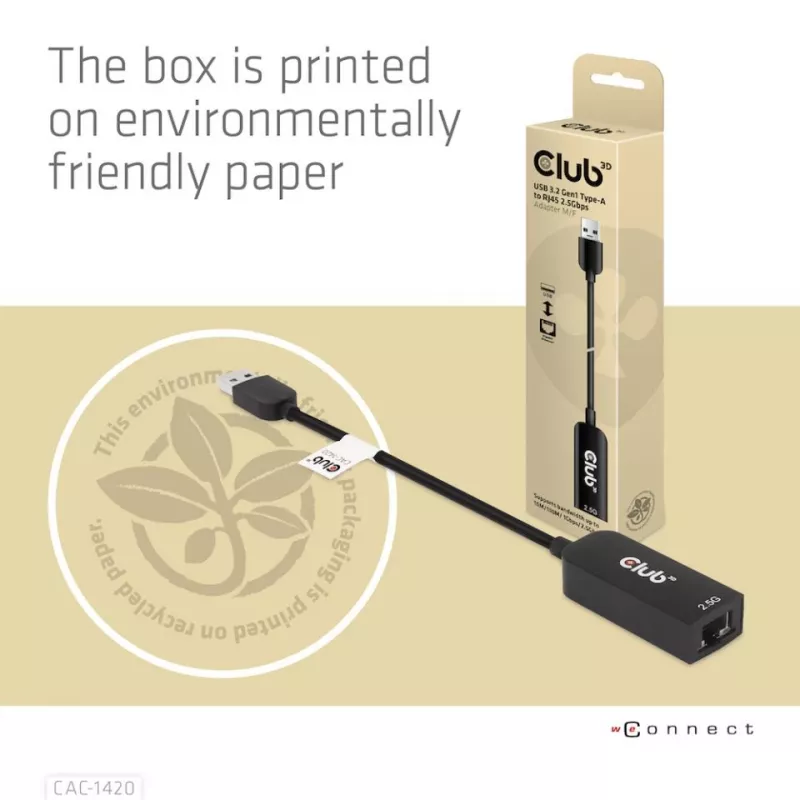 CLUB3D USB 3.2 Gen1 Type-A na RJ45 2.5Gbps adaptér