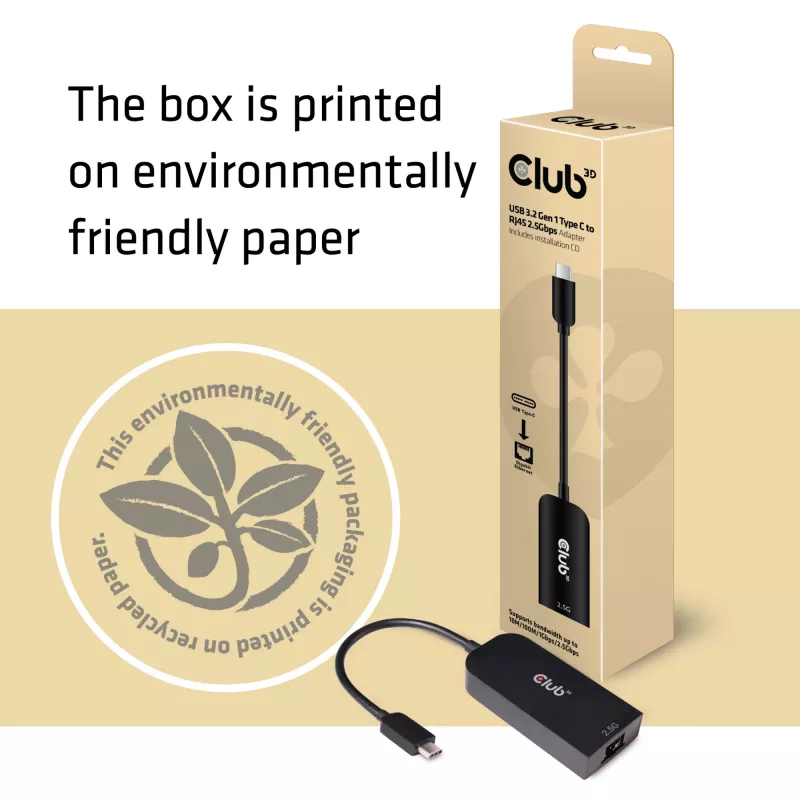 CLUB3D USB 3.2 Gen1 Type-C na RJ45 2.5Gbps adaptér