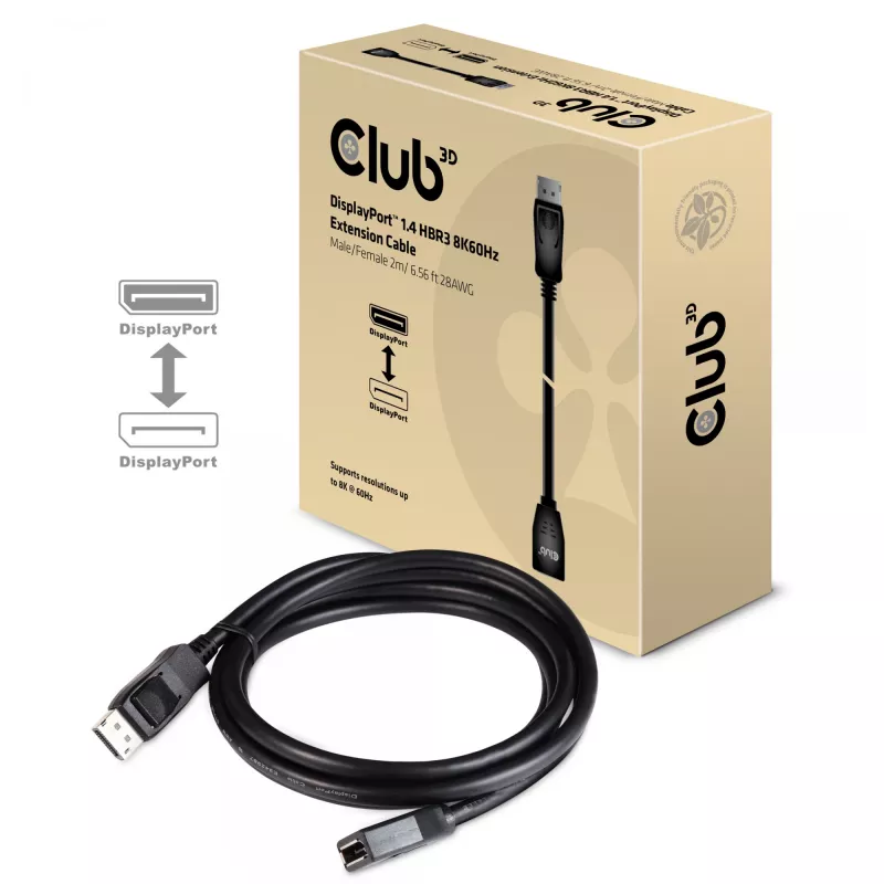 CLUB3D DisplayPort 1.4 HBR3 predlžovací kábel 8K60Hz M/F 2m